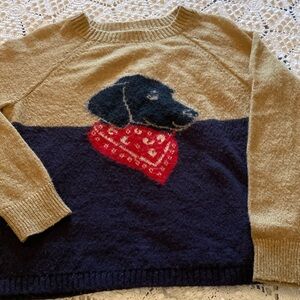 Woolrich Tan & Black Sweater with Lab dog Design